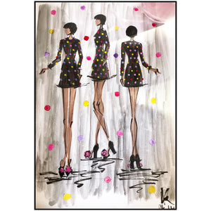Alexandra King - fashion sketch pom pom dress