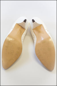 Vintage 1980s White Scallop Shoes Size 5