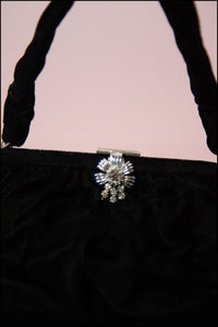 Vintage 1950s Black Velvet Evening Bag