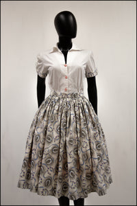 vintage 1950s printed cotton wedding skirt dress