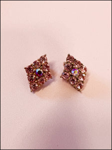 Vintage 1960s Pink Rhinestone Clip on Earrings