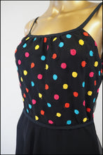 Vintage 1970s Black Dot Chiffon Maxi Dress