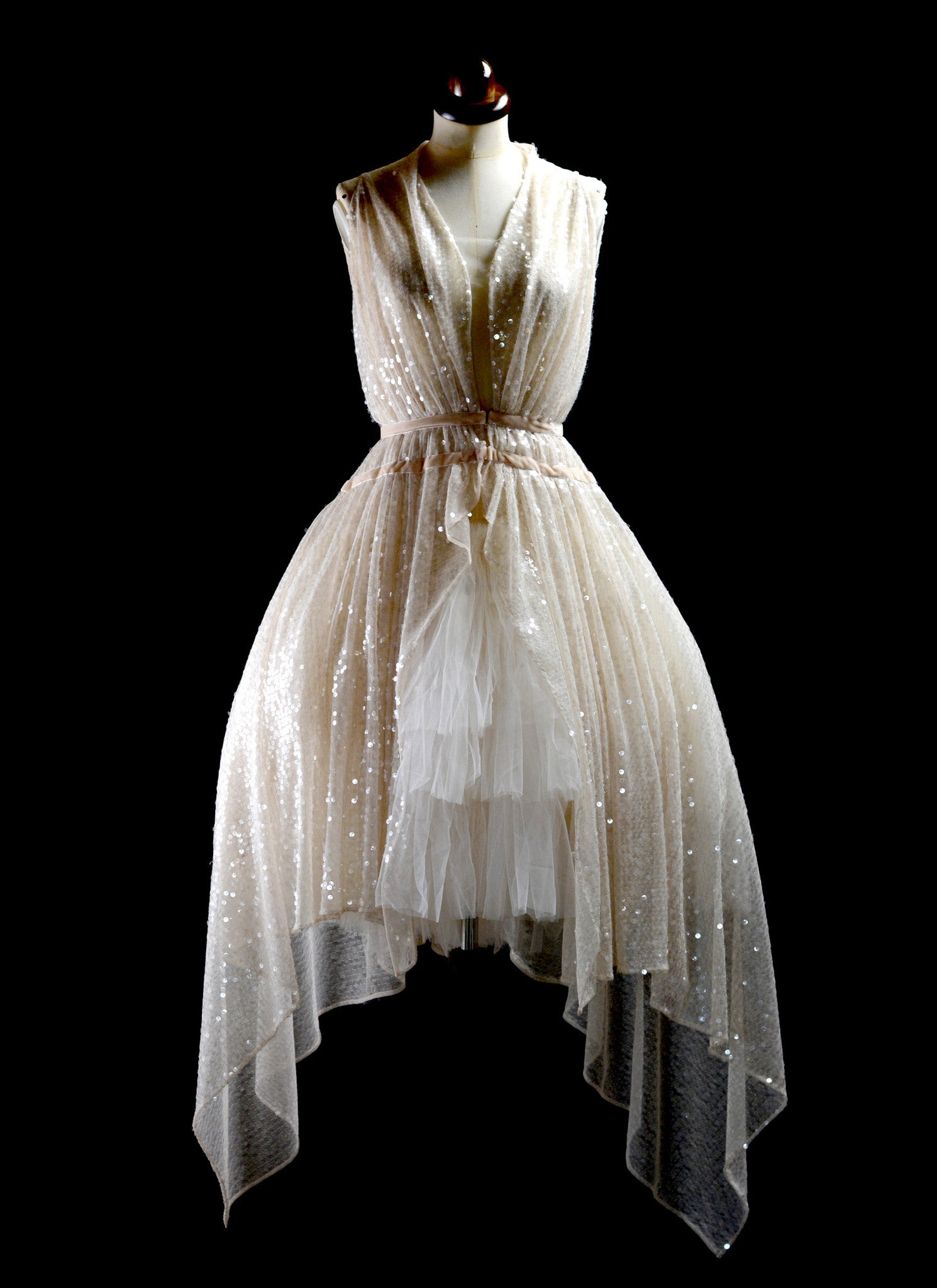white christmas dresses Champagne 1920s Gatsby-Style Sequin & Fringed Flapper Dress