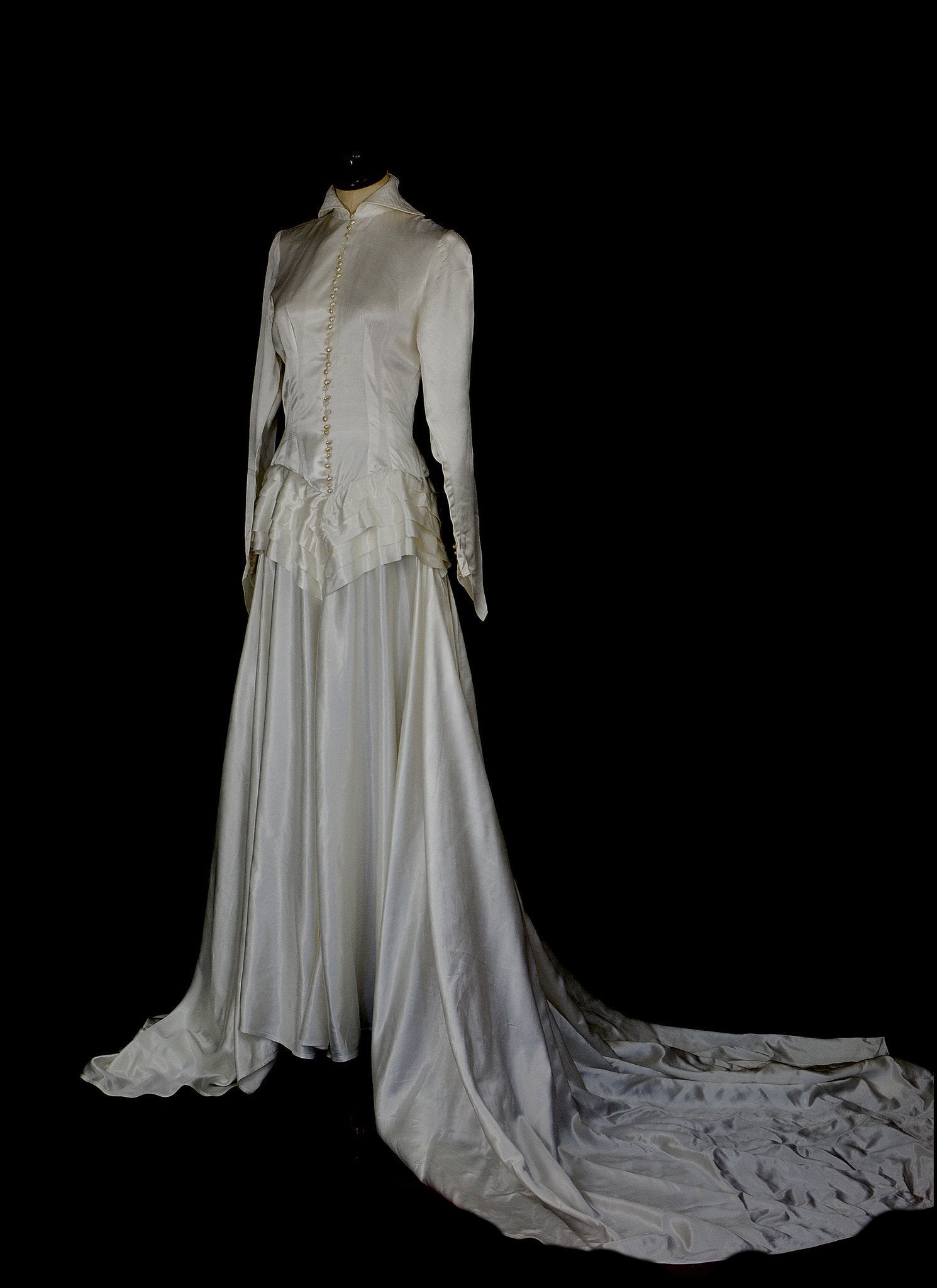 1940s silk wedding dress Vintage 1940s Candlelight Satin Wedding Gown Showcase