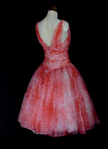 Vintage 1950s Coral Pink Prom Dress