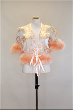 Vintage 1930s Peach Silk Feather Jacket
