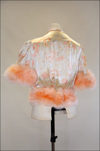 Vintage 1930s Peach Silk Feather Jacket