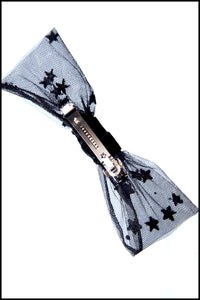 Bow - Black Star Tulle Bow Barrette