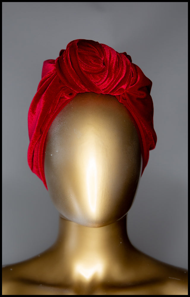 vintage style red velvet turban alexandra king