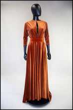 alexandra king amber orange velvet gown