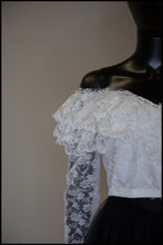 Vintage 1980s White Ruffle Lace Crop Top