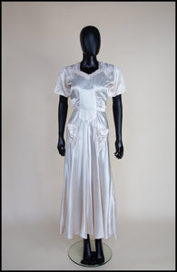 Vintage 1930s Cream Slipper Satin Dress