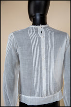 Vintage 1920s Embroidered White Cotton Blouse