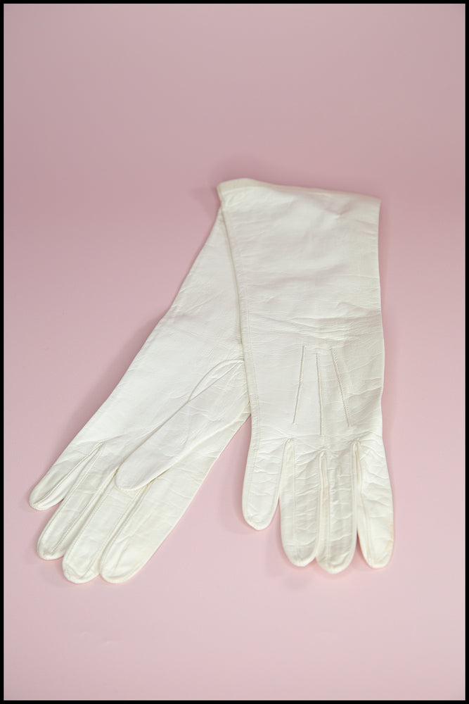 Vintage 1950s Ivory Kid Leather Gloves