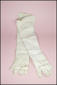 Vintage 1930s Long White Leather Gloves