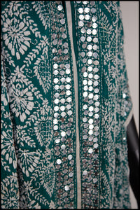 Vintage 1960s Mint Green Phulkari Embroidered Shawl