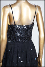 Vintage 1950s Black Sequin Tulle Dress