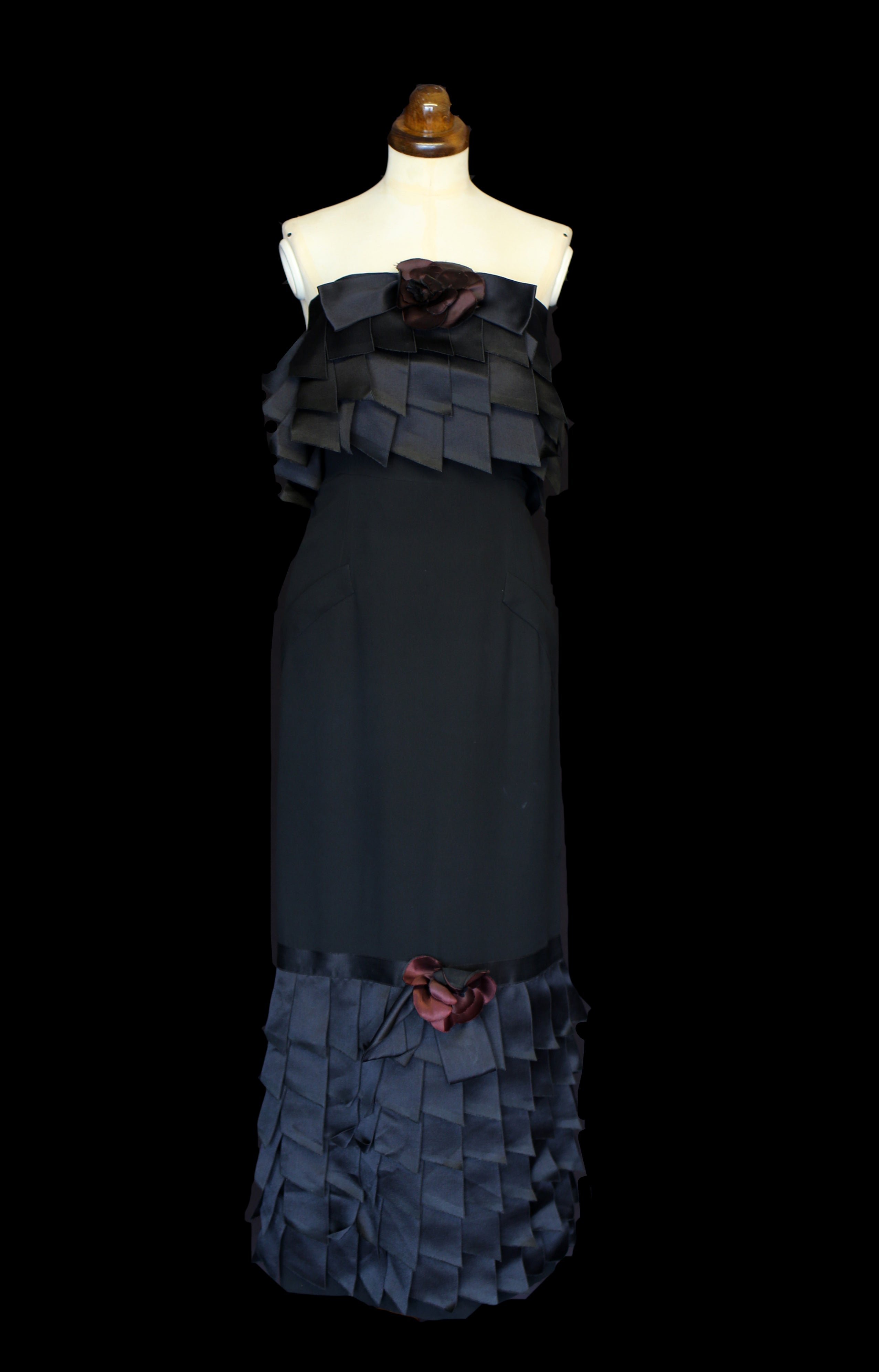 Vintage 1990s Chanel couture black crepe ribbon dress ALEXANDRA-KING Vintage 1990s Chanel couture black crepe ribbon dress ALEXANDRA-KING