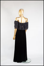 Vintage 1970s Black Ruffle Lace Dress