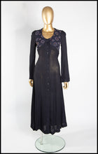 Vintage 1970s Black Beaded Moss Crepe Dress