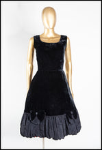 Vintage 1950s Black Velvet Bubble Cocktail Dress