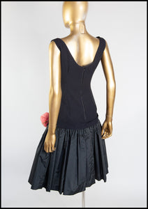 Vintage 1950s Black Crepe Cocktail Dress