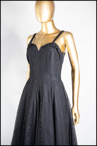 Vintage 1940s Black Lace Gown