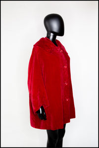 Vintage 1950s Red Velvet Swing Coat
