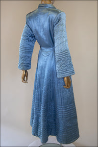 Vintage 1940s Blue Silk Quilted Robe