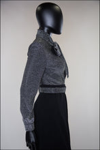 Vintage Black Silver Wool Mini Suit and Blouse