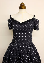 Vintage 1980s Black Polkadot Mini Dress