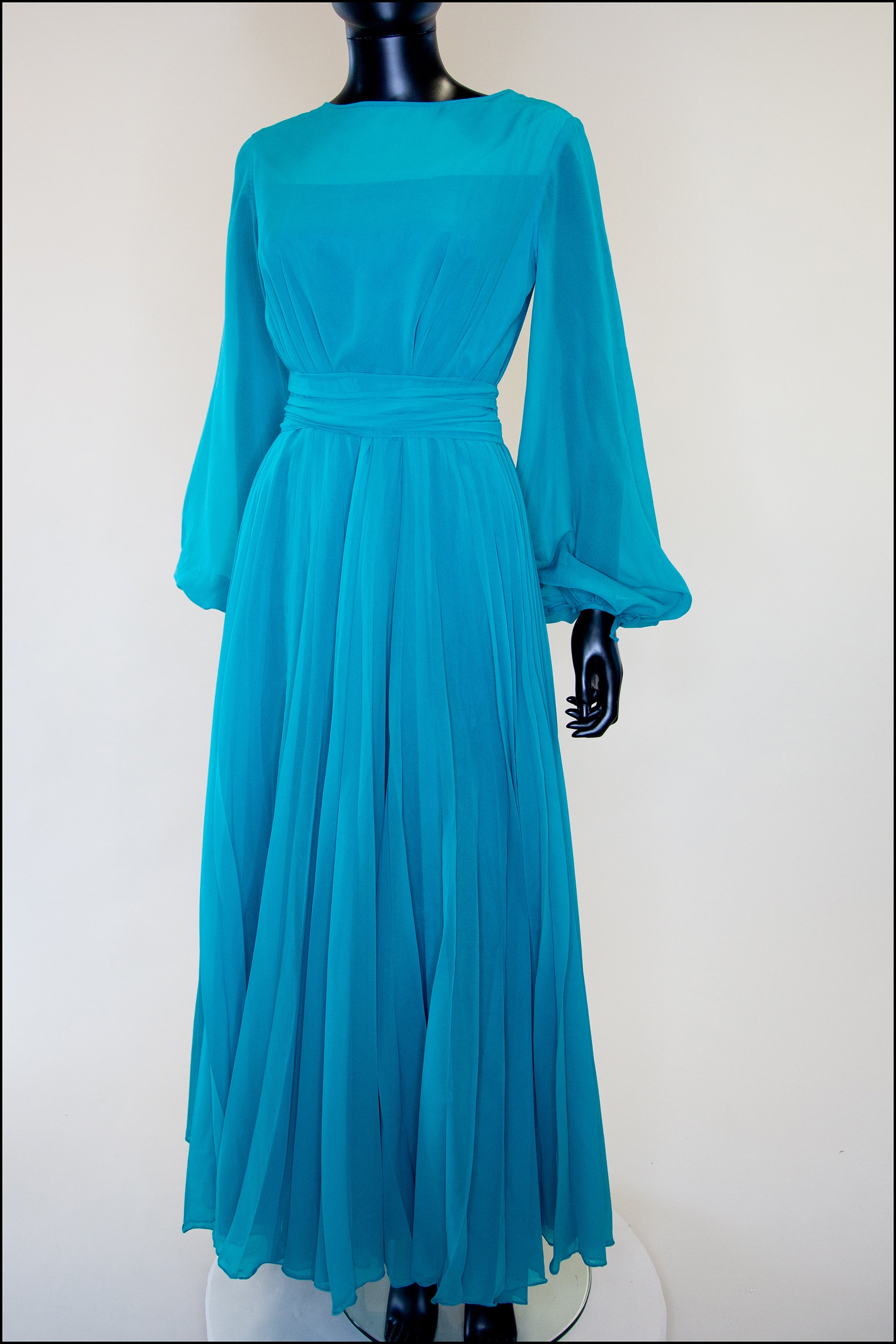 Vintage 1970s Teal Blue Chiffon Gown ALEXANDRA-KING Vintage 1970s Teal Blue Chiffon Gown ALEXANDRA-KING