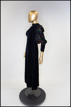 Vintage 1980s Black Velvet Rainbow Sleeve Dress