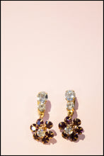 Vintage 1960s Purple Flower Rhinestone Earrings