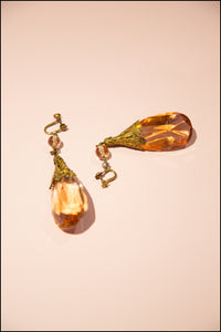 Vintage 1960s Large Pink Crystal Drop Earrings