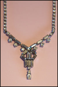 Vintage 1950s Rhinestone Crystal Art Deco Necklace