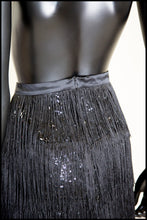Black Fringed Sequin Mini Skirt