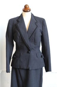 Vintage 1940s Grey Wool Skirt Suit
