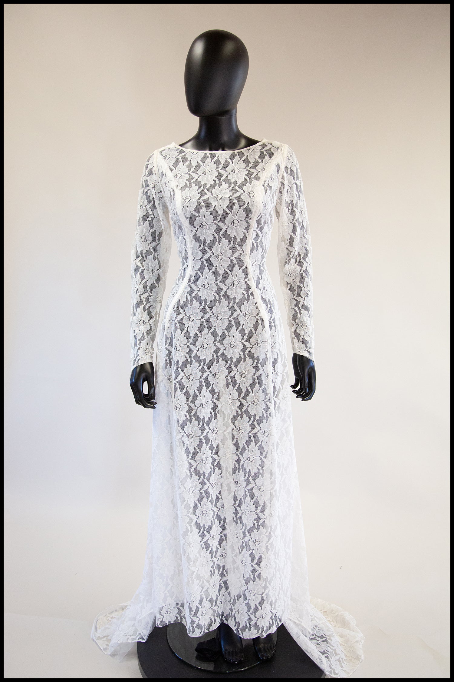 Vintage 1960s White Lace Sheer Gown ALEXANDRA-KING Vintage 1960s White Lace Sheer Gown ALEXANDRA-KING