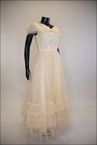 Vintage 1930s Champagne Tulle Gown