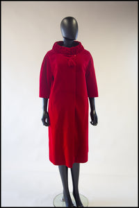 Vintage 1950s Red Velvet Evening Coat