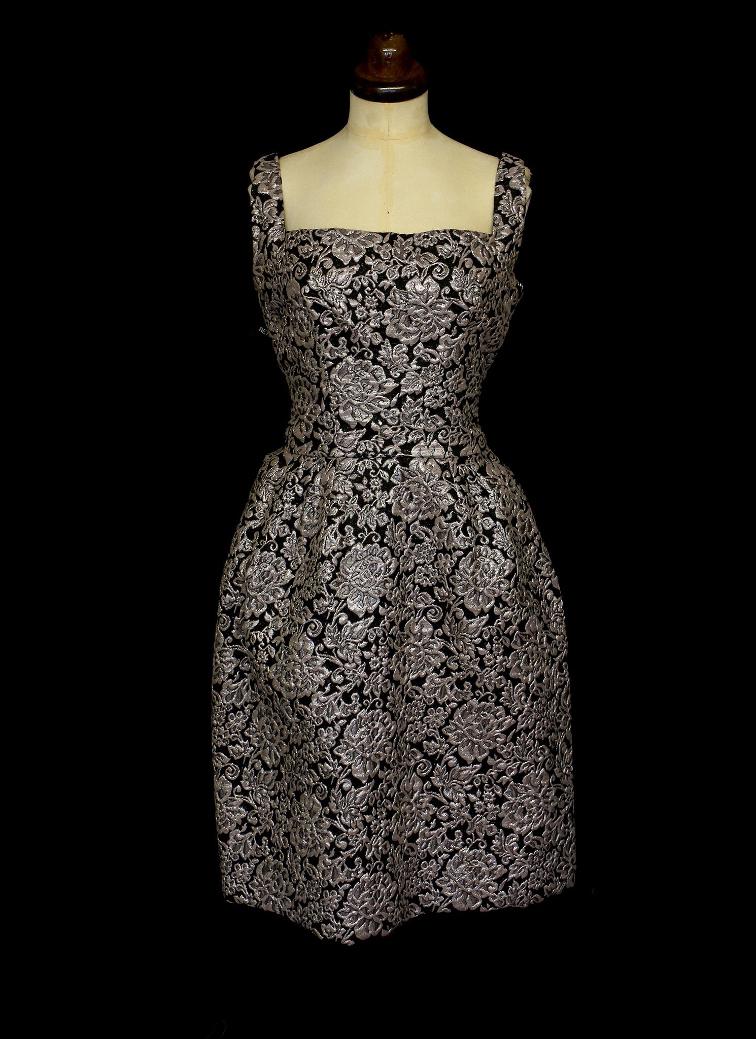 Vintage 1950s Silver Brocade Frank Usher Dress  ALEXANDRA-KING