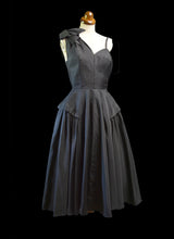 Vintage 1950s Black Gabardine New Look Dress