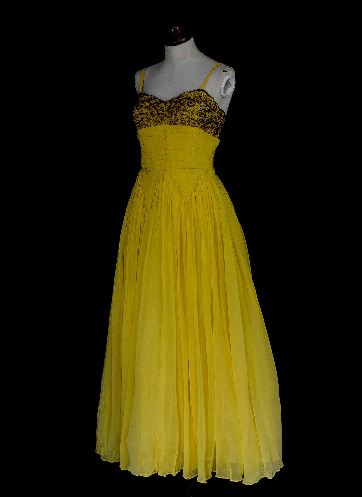 topanga's bridesmaid dresses Vintage 1950s Beaded Yellow Chiffon Gown – ALEXANDRA-KING