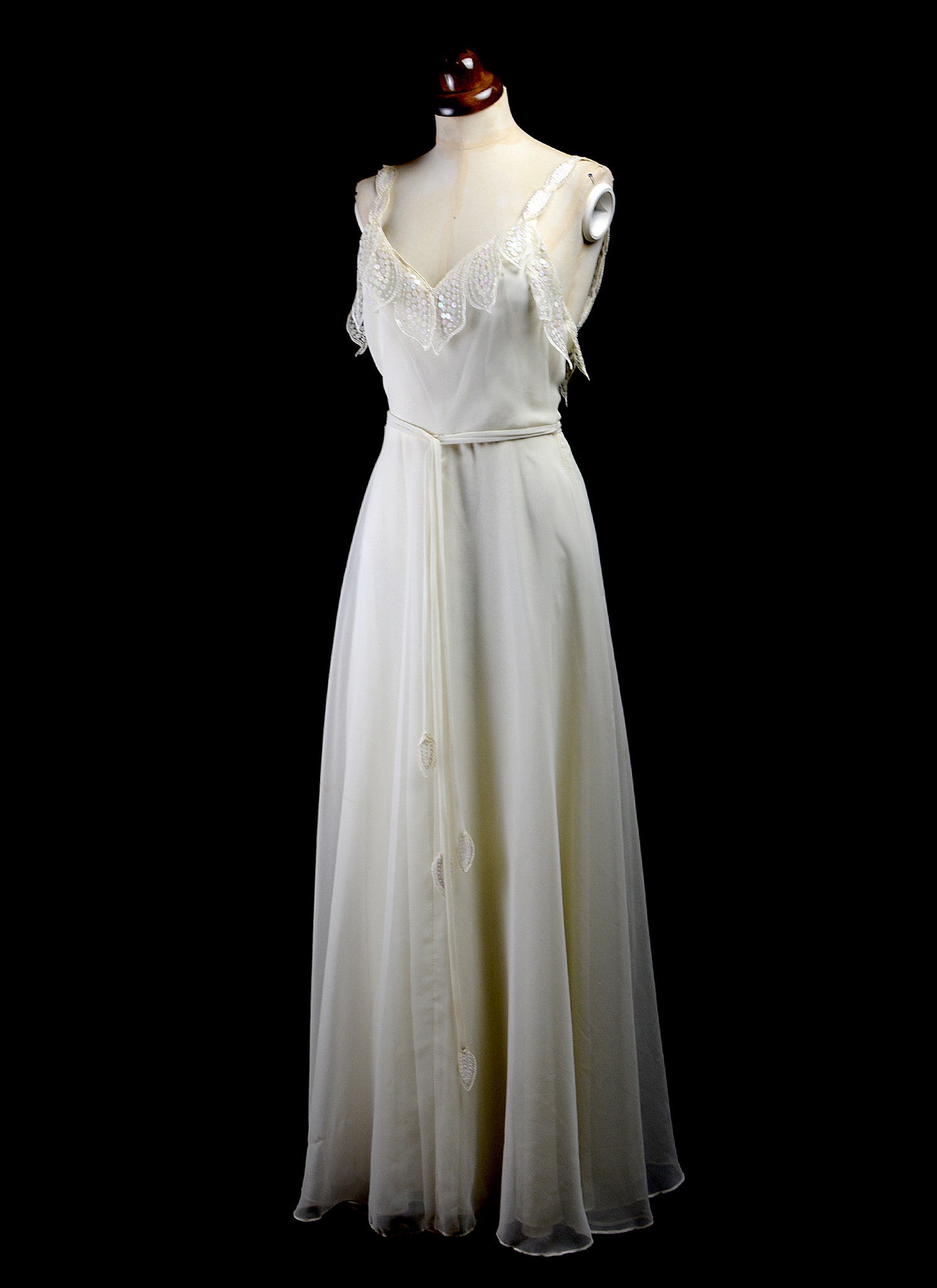 Vintage 1970s Ivory Chiffon Maxi Dress ALEXANDRA-KING Vintage 1970s Ivory Chiffon Maxi Dress ALEXANDRA-KING