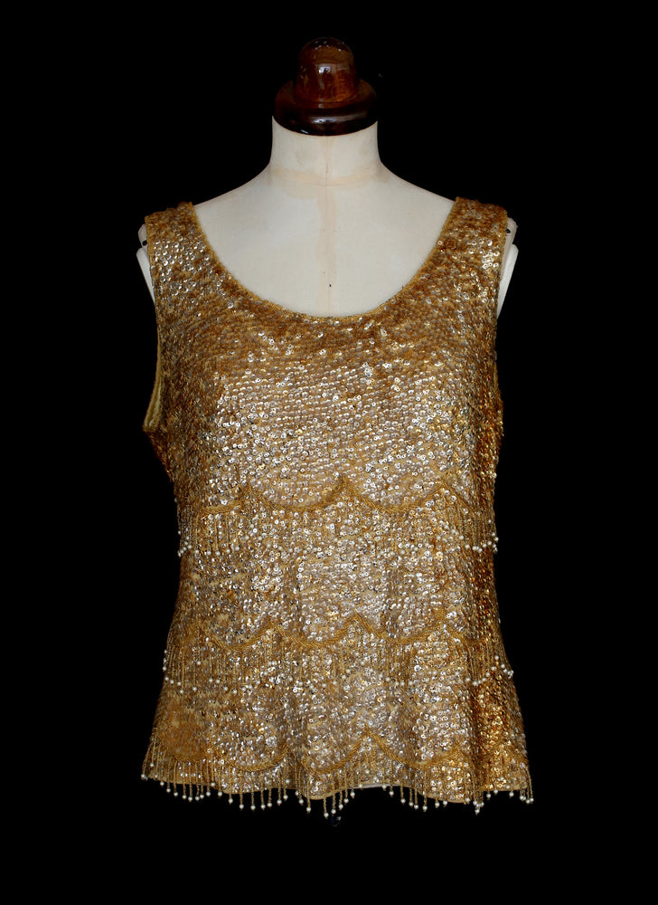 Vintage 1950s Gold Sequin Top