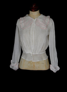 Edwardian White Cotton Blouse and Skirt