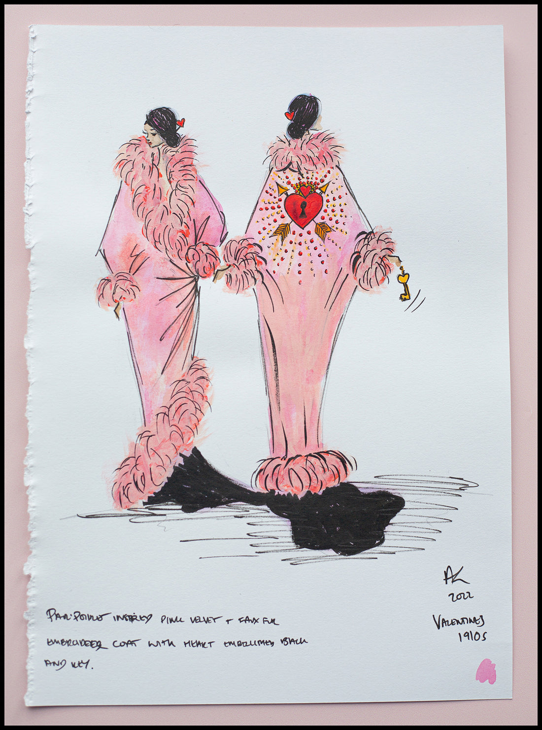 fashion designer Alexandra King - key to my heart coat sketch design