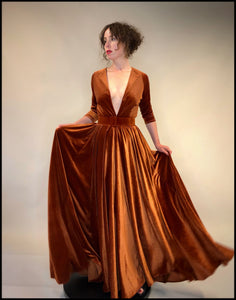 alexandra king amber pumpkin velvet dress 