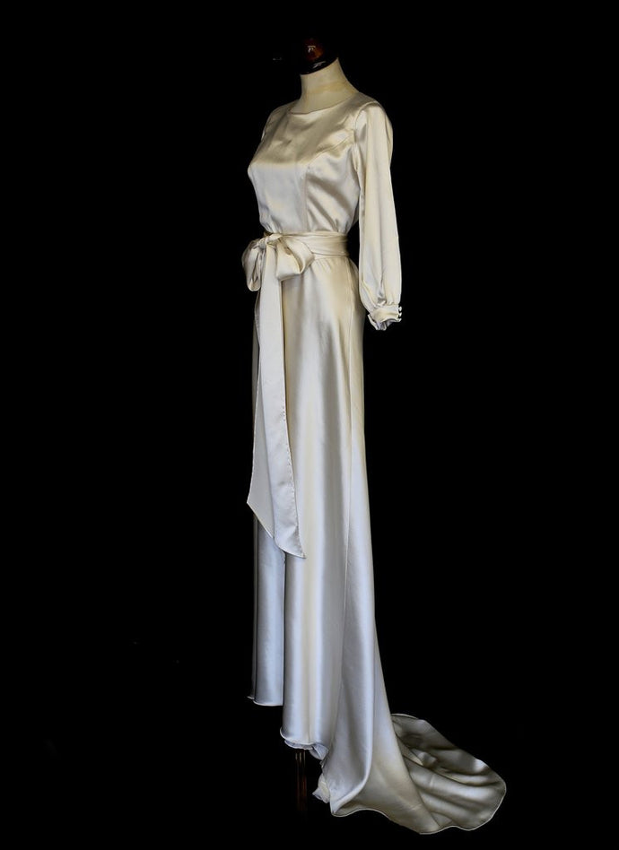 1930s Old Hollywood Style Satin Wedding Dress